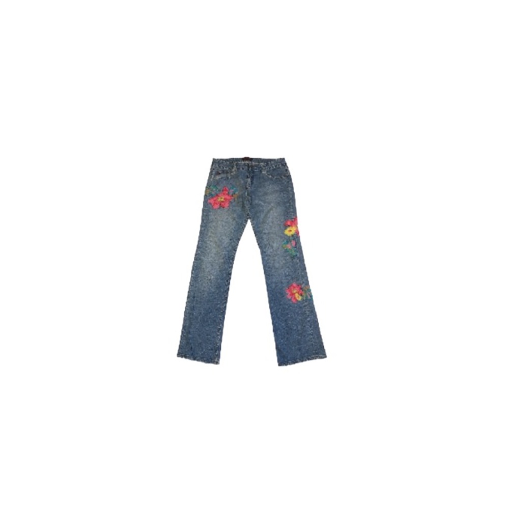 BCBG Boho Y2K Floral Embroidered Blue Jeans - Women’s Size 8